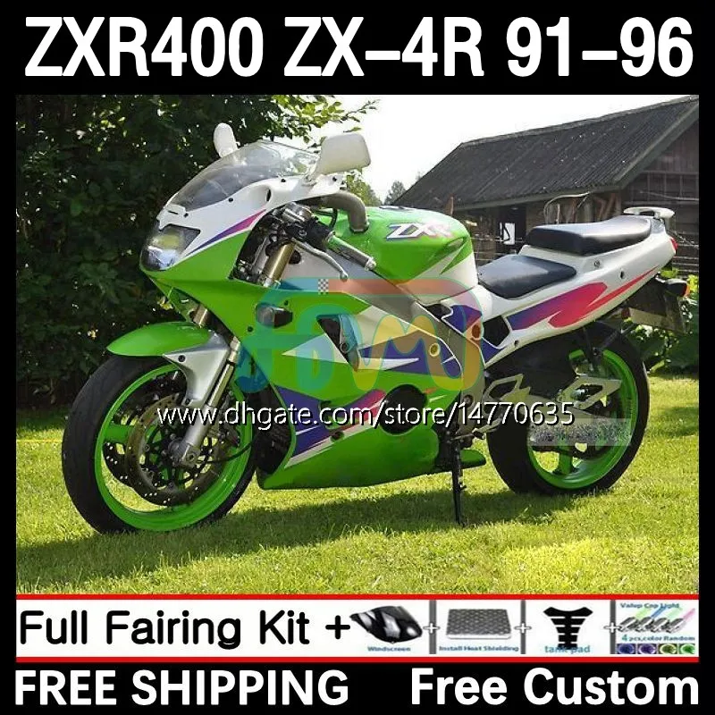 ABS BODYS KIT VOOR KAWASAKI NINJA ZX4R ZXR 400 CC 400CC 1991 1992 1993 1994 1995 1996 COWLING 12DH.41 ZXR-400 BODAYWOOK ZX 4R ZXR400 91 92 93 94 95 96 Fairing Green Black