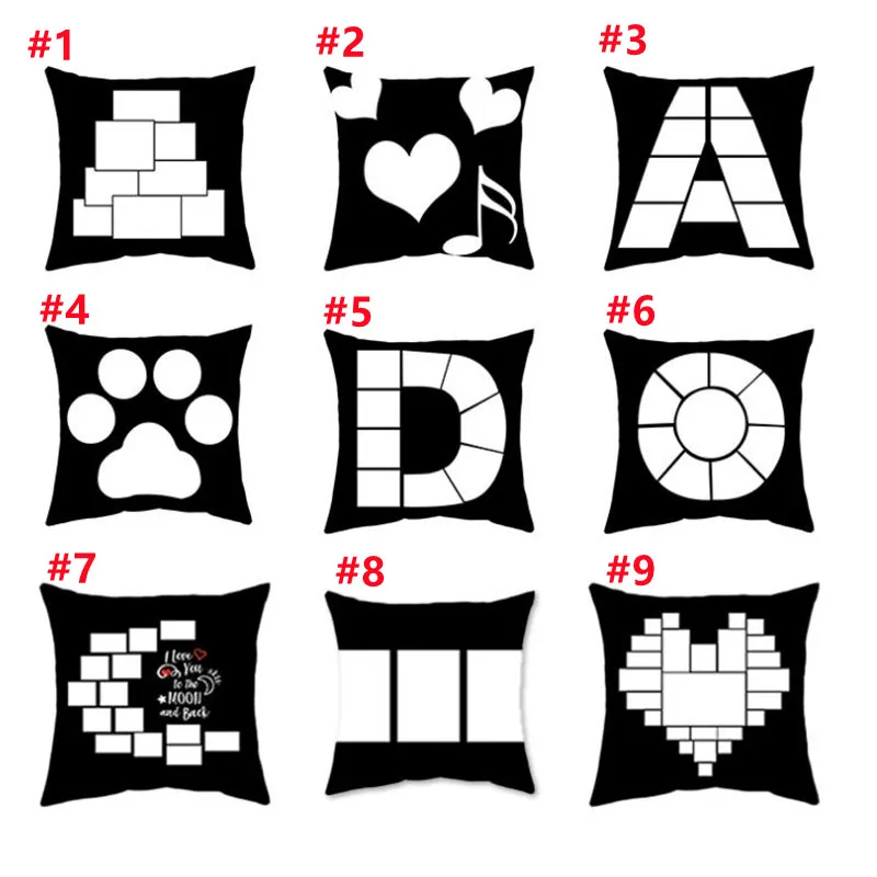 Sublimation Blank Plush Fabric Pillow Cases Heat Transfer Black and White Hold Pillow Case Personality Presents Home Decoration B6
