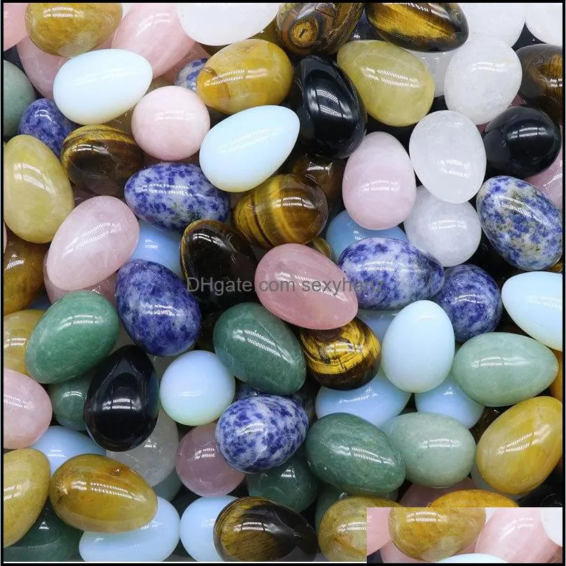 natural stone egg shaped 30mm crystal jade tiger eye small egg rose quartz tiger`s eye opal ornaments jewelry accessory