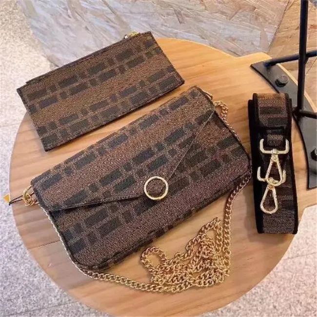 New Fashion Shoulder Crossbody Bags Wallet Top Quality 3 Set Women Designer Chain Envelope Bag With Purse Lady Handbag