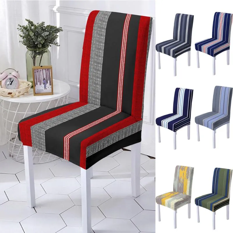 Tampas de cadeira capa de spandex de impressão geométrica para cadeiras de tira de sala de jantar High Back Living Party Home DecorationChair