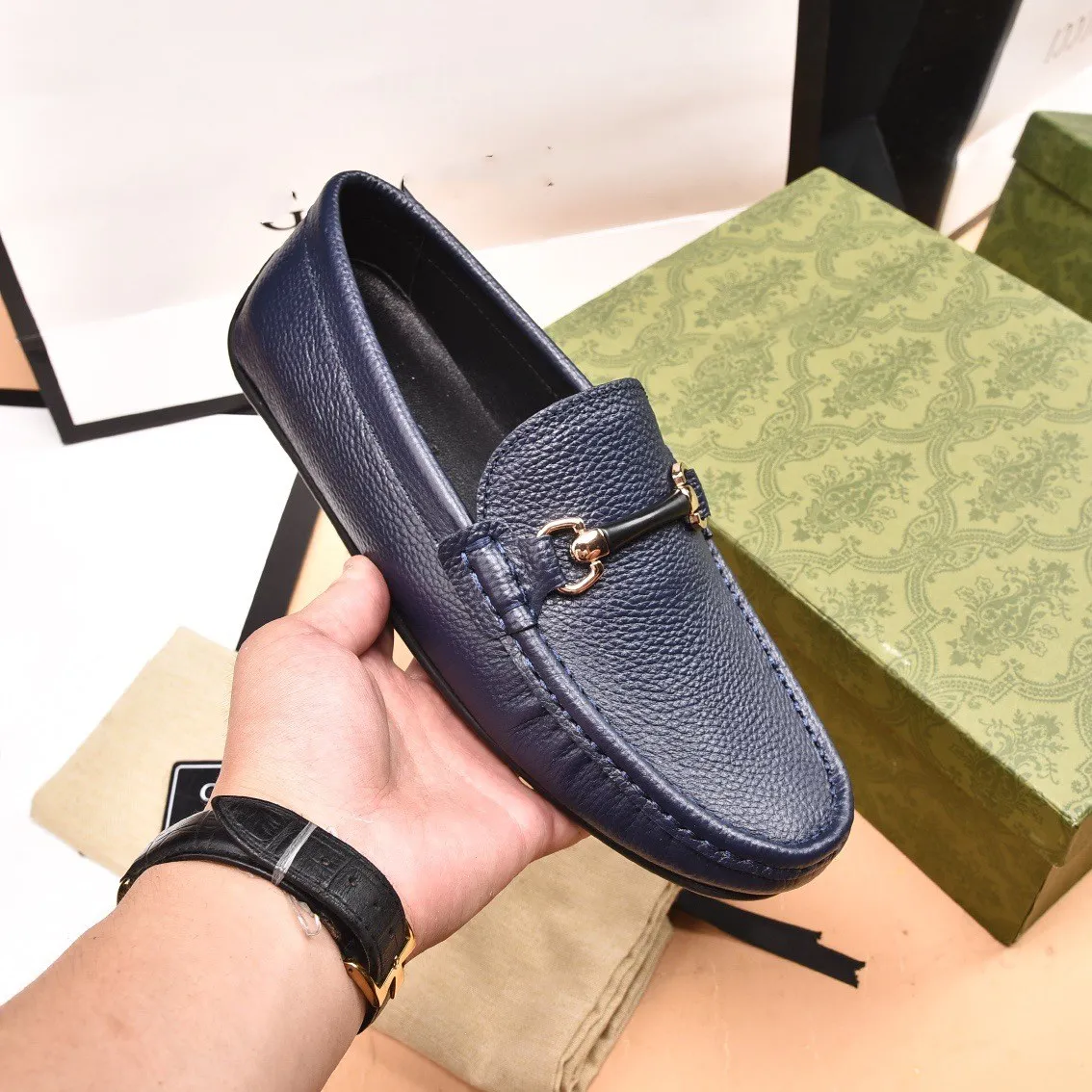Подлинная кожаная роскошная мужская повседневная обувь новая весенняя моказинская модель дизайнер Mens Loafers обувь мужская дышащая легкая водительская обувь 45 46