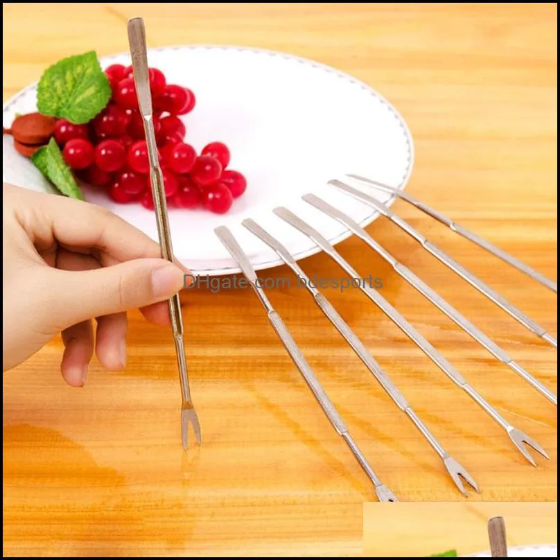 10ps/lot Lobster Crab Needle Lobsters Forks Stainless Steel Multi Function Walnut Needle Fruit Fork Seafood Tools Kitchen Gadgets