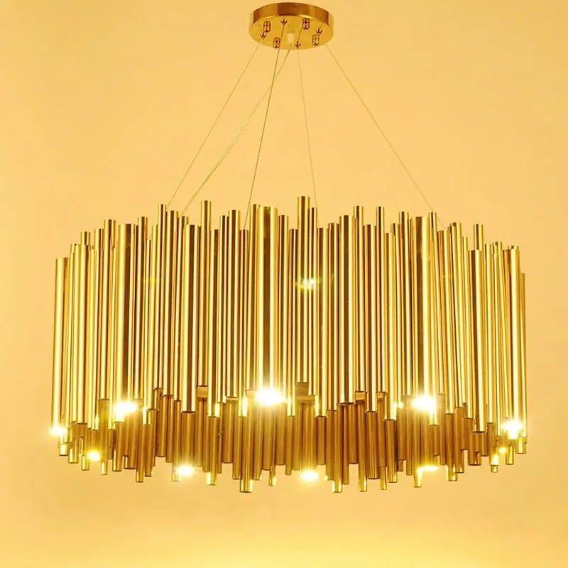 Pendant Lamps North Europe Postmodern Living Room Dining Villa Exhibition Hall Project Aluminum Tube ChandelierPendant