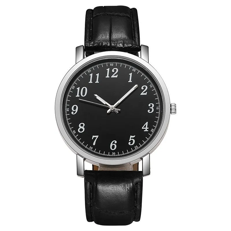 Нарученные часы пара смотрите Relogio Masculino кожаный ремешок Big Dial Forist Simple Men Feminino Quartz мужские часовые часы