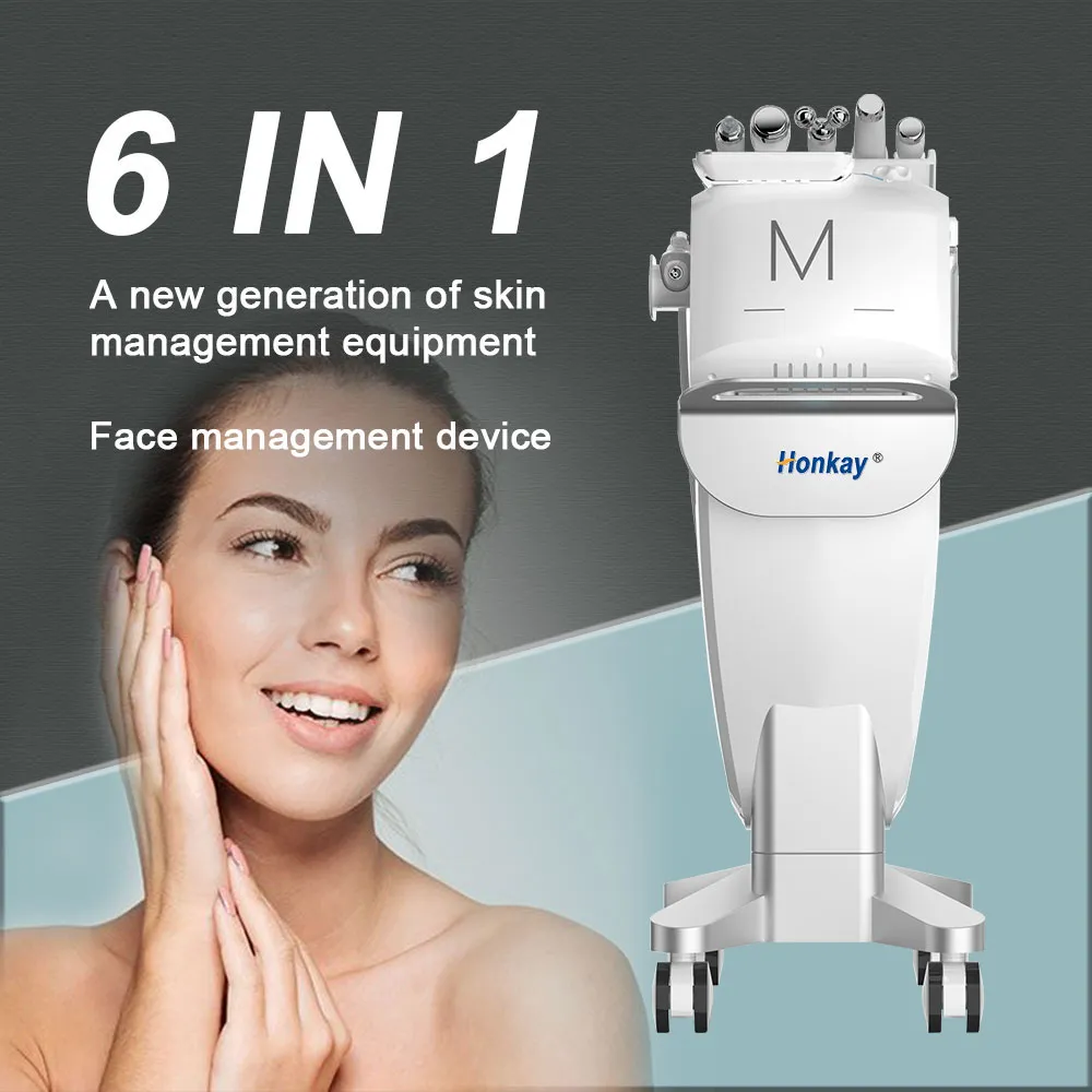 Facial Microdermabrasion Machine 6 in 1 Professional Blackhead Ems Meso Gun Skin Rejuvenation Aqua Face Equipment Water Dermabrasion M6 With Plasma Pen Handle