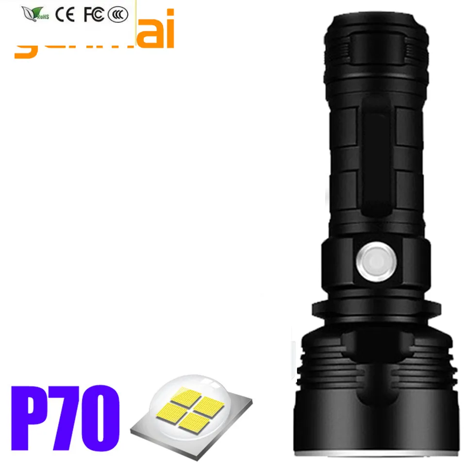 جديد YB007 XHP70 Super Super LED Flashlight XM-L2 Torch Torch USB قابلة للإعادة شحن مصباح مقاوم للماء مشرق يونمي