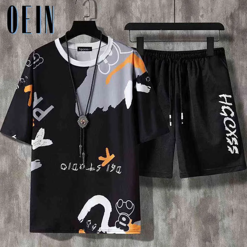 2022 heren shorts sets zomer mode harajuku tshirt   shorts pak gloednieuwe heren twee stuk sets mannen casual outfit set tracksuit y220420