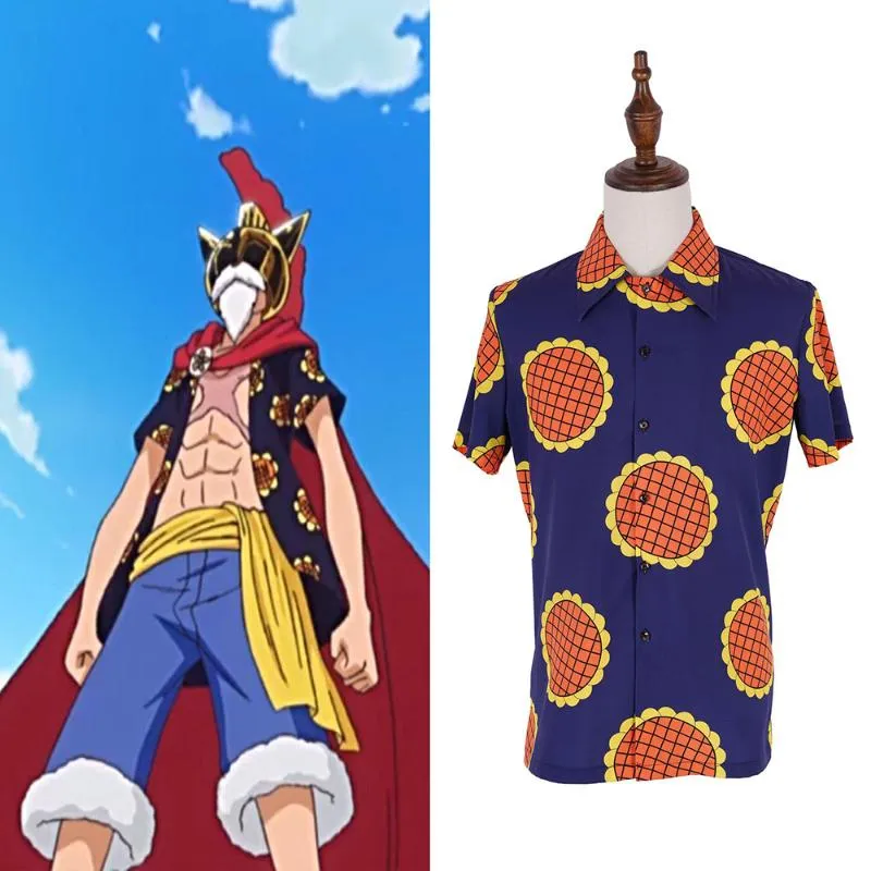 Camisas Casuais Masculinas Monkey D. Luffy Camisa Estampada Masculina Anime Uma Peça Flor Manga Curta Tops Camisetas Masculinas