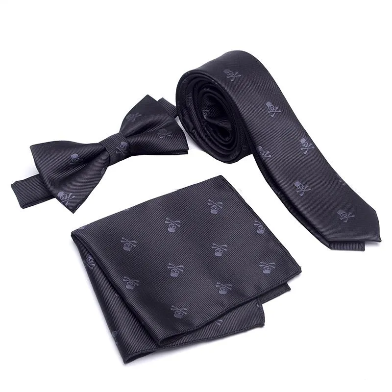 Bow Ties PCS الرقبة التعادل مجموعة الرجال و Cravat Bowtie Slim Necktie Skeleton Man for 1200 Needle Fashion Gravata Dressbow