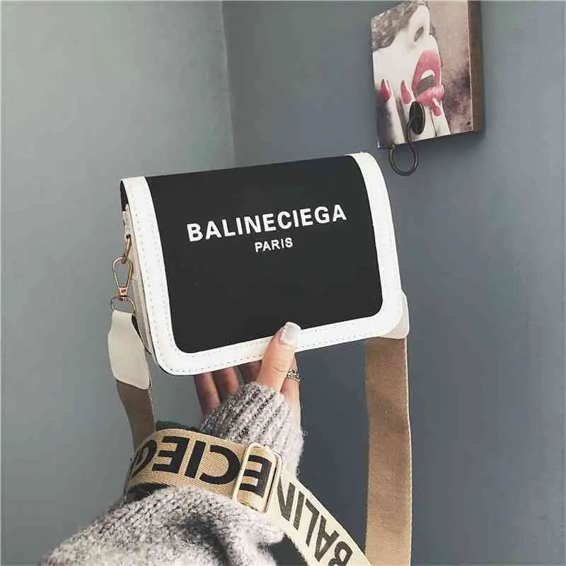 70% factory online sale Discounts Small wide shoulder belt color contrast small square bag summer chic One Shoulder Bag