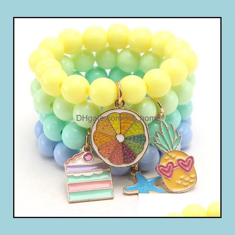 Multi Candy beads kids Lucky Jewelry Bracelet Happy Children love heart Charms bracelet Kids Jewelry gift
