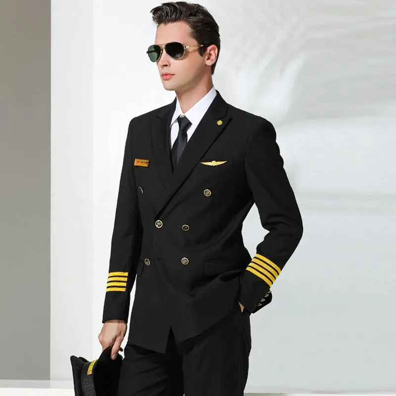 High End Mens Aviation Mens Navy Tracksuit: Slim Fit Captain
