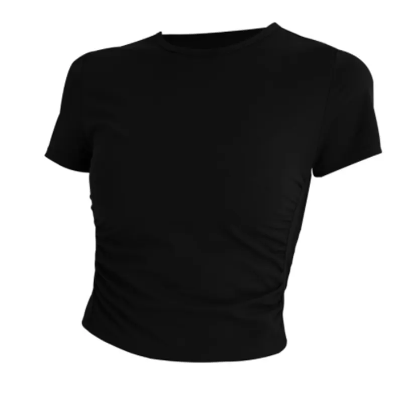 Verano Yoga Chaleco nueva mujer yogas camiseta fitness deportes ocio cuello redondo personalidad cintura delgada ropa interior entrenamiento manga corta3241