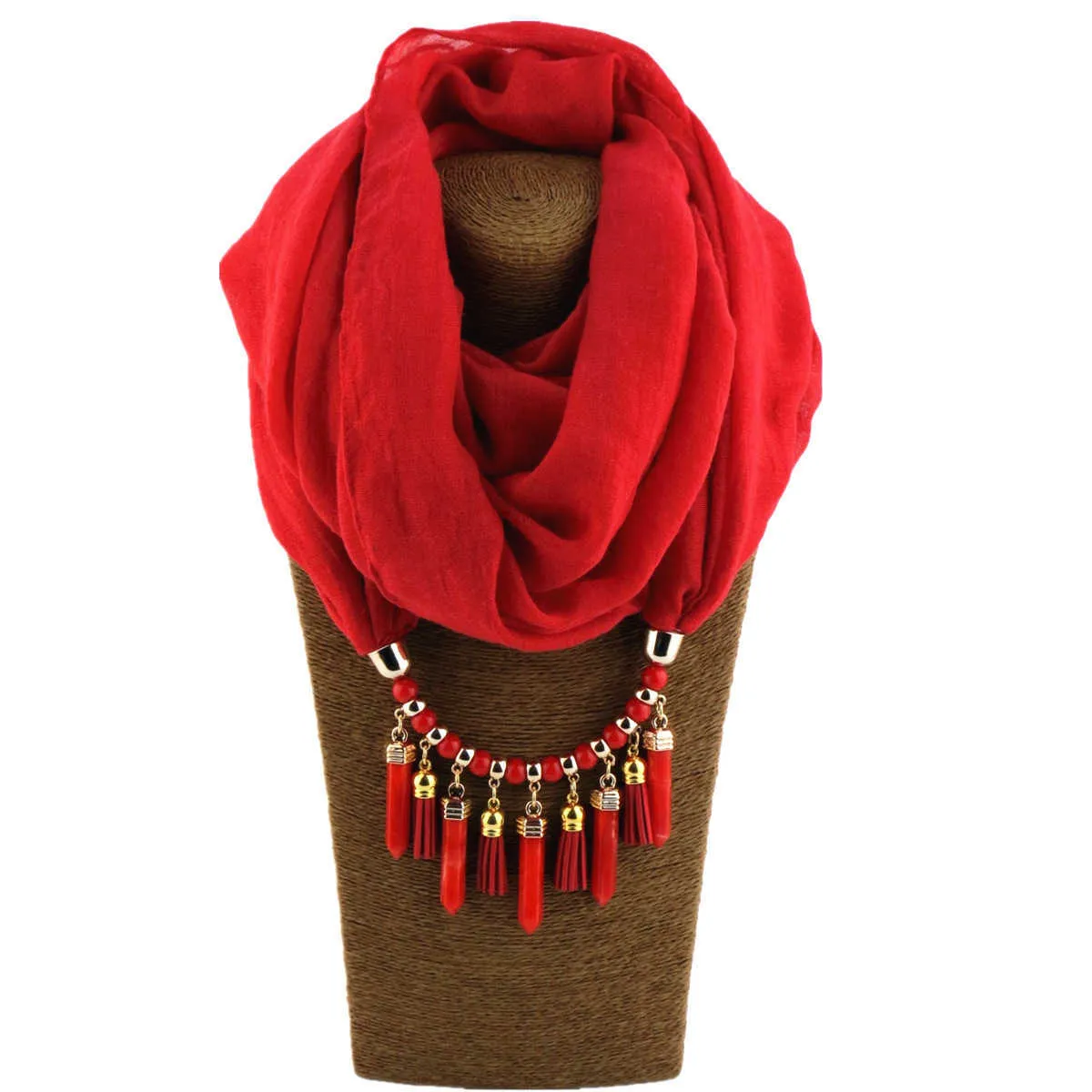 Lady Bijouterie Pendentif en coton 180CMX70CM Ornements Solid Color Foulard Coût En Gros Foulards Bijoux Charms