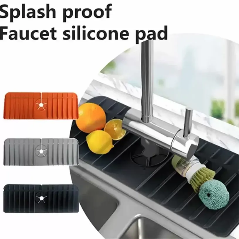 Silicone Tool Faucet Handle Drip Catcher Tray Waterproof Suction Drain Drying Mat Reusable Kitchen Tools Pad sxaug06