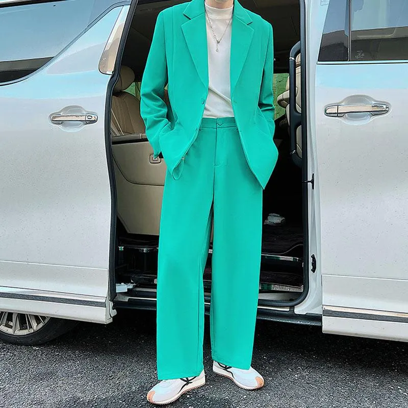 Vintage Korean Streetwear Oversized Suit Mens Set Blazer And Vintage Korean Streetwear Oversized Suit Mens Set Blazer And