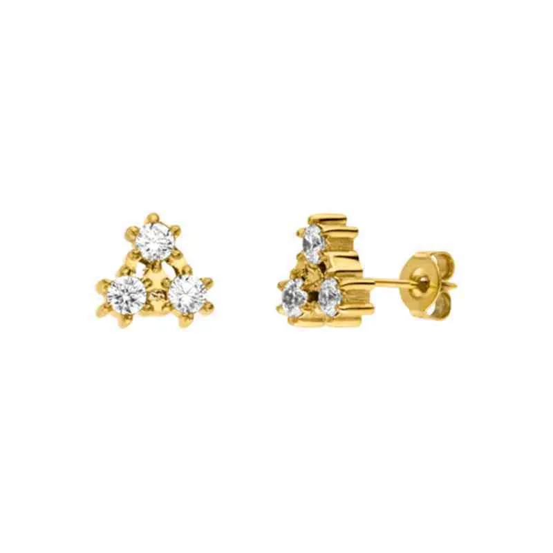Mavis Hare Sparkling Luxurious Stainless Steel Triangle CZ Crystal Ear Stud Earrings as Women Fashion Lady Best Gift