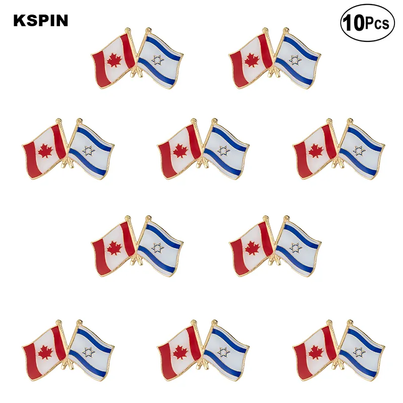 Canada and Israel Friendship Brooches Lapel Pin Flag badge Brooch Pins Badges 10Pcs a Lot