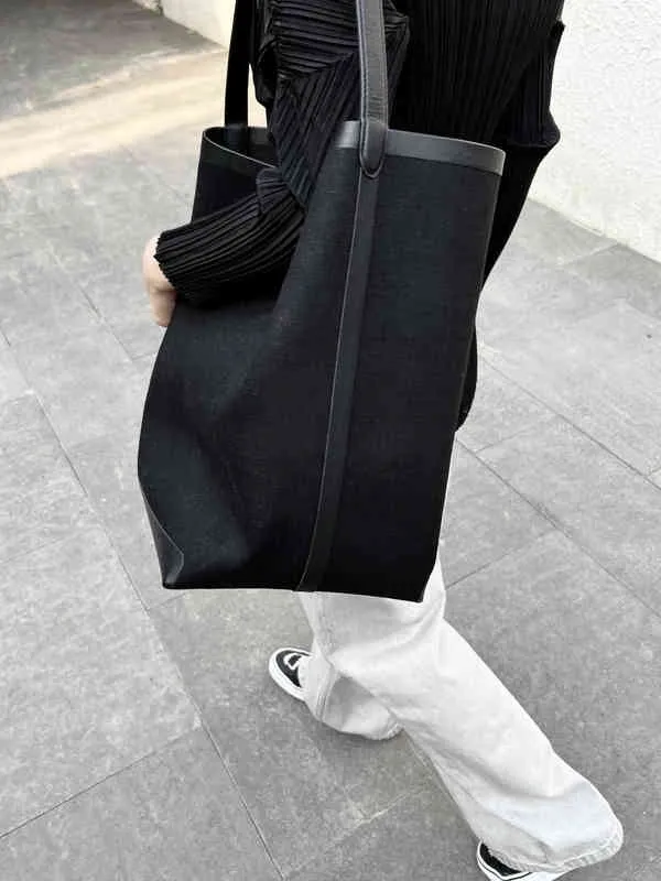 Bags Evening BeiLin Sally With Money The Row Park Tote Canvas Cotton And Linen Cowhide Single Shoulder Contracted Fashion Bucket Bag