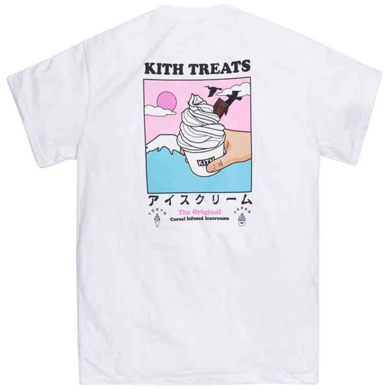 Bomulls kortärmad Tokyo Limited Shibuya Mount Fuji Brooklyn Bridge Ice Cream Print Round Neck Kith T-shirts Män och kvinnor Tshirts Brands