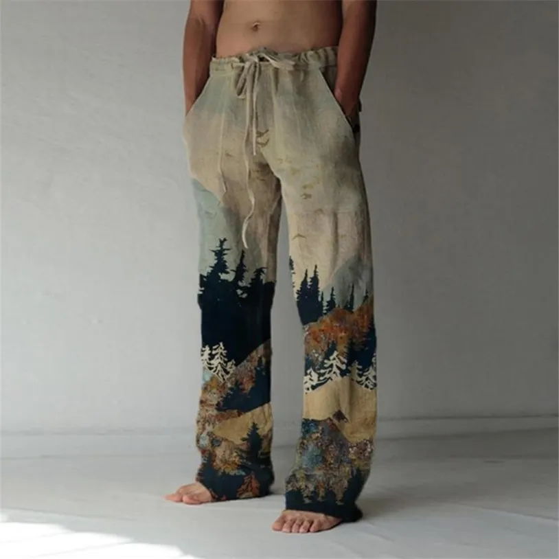 Automne Vintage crâne imprimer lâche pantalon droit hommes été mode pantalon rue Hipster pantalons décontractés hommes Streetwear 220325