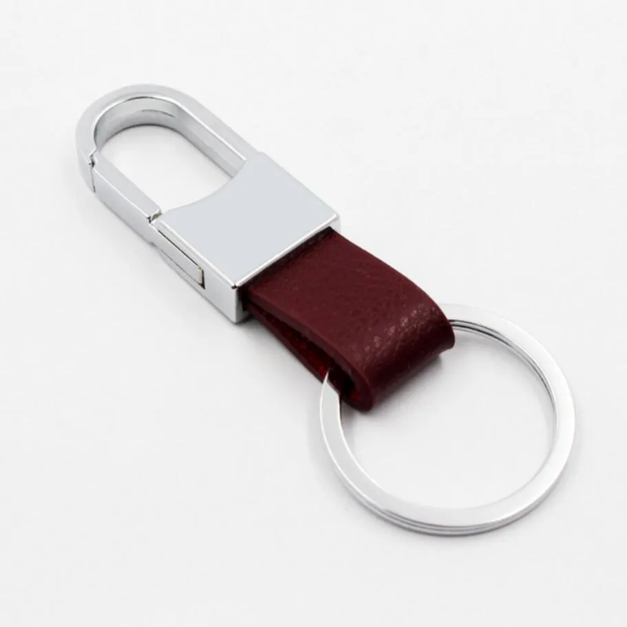 Personalized Metal Leather D Ring Keychain With Custom Lettering