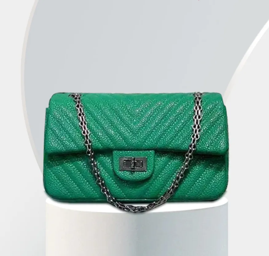 Högkvalitativ mode retro grön stor kapacitet enkel axelväska handväskor kedja messenger väska bärbar kvinnlig väska