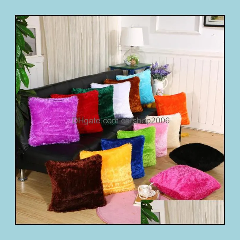 faux fur throw pillow case fluffy plush cushion cover home decorative pillowcase best gifts 15 colors 43*43cm yhm288-1