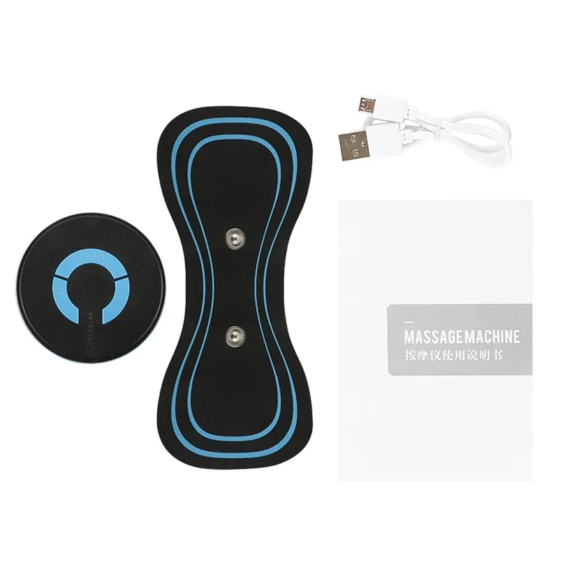 Portable Mini Electric Neck Back Body Massager Cervical Massage Stimulator Pain Relief Massage Patch with USB Charging cable 220426