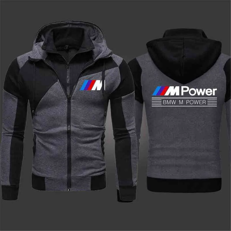 2022 Spring Autumn Bmw m Power Mens Fashion Outwear Jacket Zipper High Quality Harajuku Athletic Coat Wear Casual Hoodies