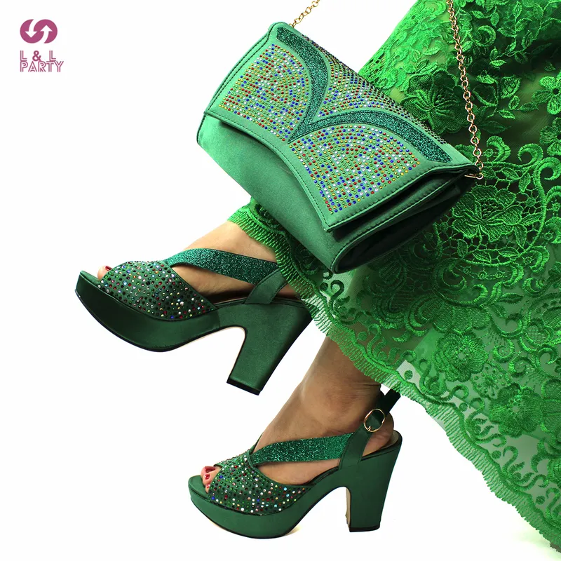 Green Italian Women Shoes and Matching Bag for Mature African Ladies Party  Heels Sandals from Dhgate Dress Shoes - price 60.83