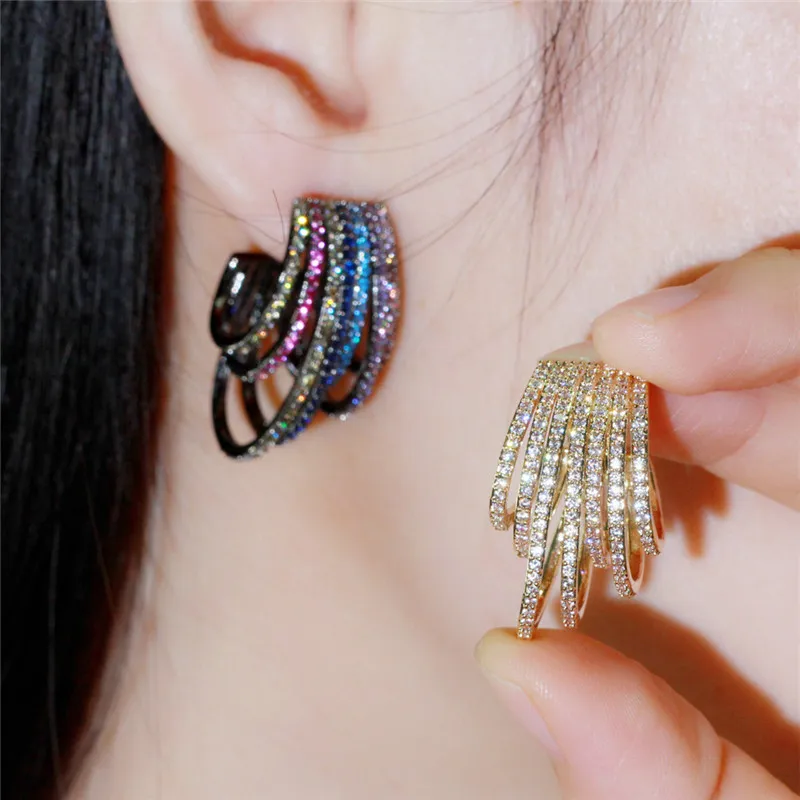 Färgglada AAA Cubic Zirconia Hoop Earring Designer för Woman Party Copper Jewelry Silver 18K Gold Plated Full CZ örhängen Valentine253D