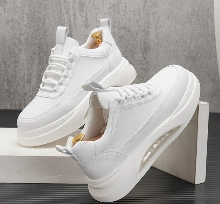 Designer di lusso Scarpe da sposa casual da lavoro traspiranti Moda Sneakers da uomo con cuscino d'aria Mocassini da passeggio per tennis all'aperto con lacci bianchi primaverili taglie forti