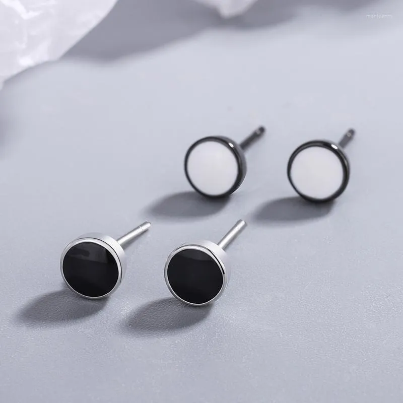 Stud Black Gold Round Earbrings Women Men Men Trendy 925 Sterling Silver Ear Jewelry White Circle Earring Unisex AccessorieStud Moni22