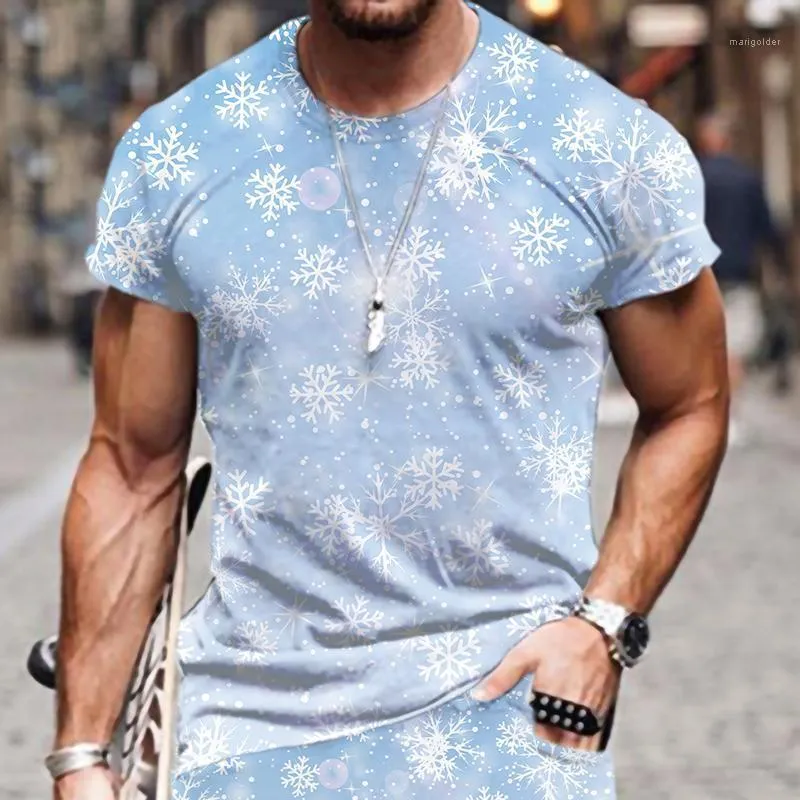 T-shirts pour hommes Vêtements de sport Motif de flocon de neige d'hiver pour hommes Harajuku T-shirt surdimensionné Rue d'été Survêtement de sport à manches courtes TopsMen '