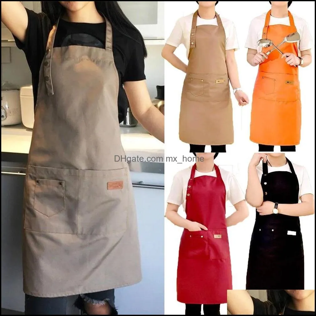 adjustable bib apron waterproof stain-resistant with two pockets kitchen chef baking cooking bbq apron equipment accessories pae13832