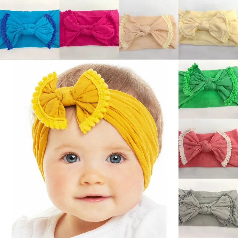 Accessoires pour cheveux de bébé, bandeau élastique de couleur unie avec nœud papillon, Turban pour bébé fille