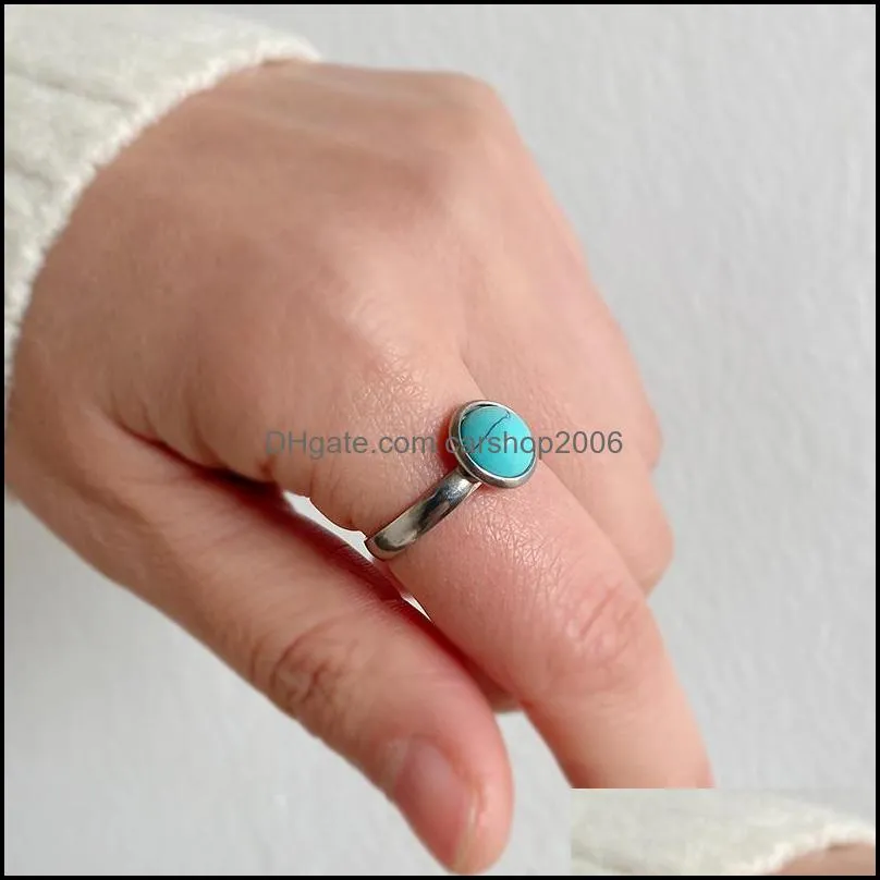 Trendy 10mm Natural Stone Rings Adjustable Open Round Charm Rings Couple Friendship Ring Jewelry Gift for Women Men