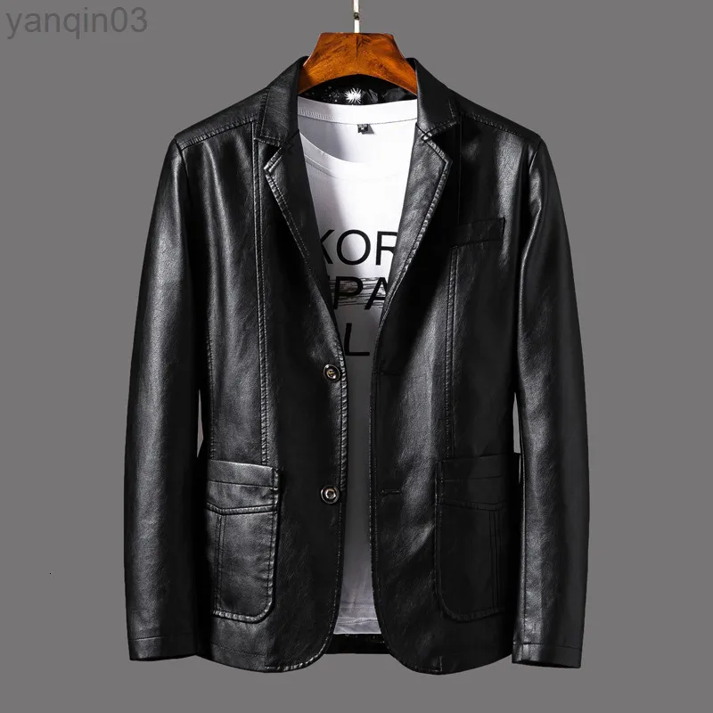 Nuova giacca di pelle nera bella giacca da uomo con giacca sciolta bomber abiti autunnali giacca di pelle da uomo L220801 L220801