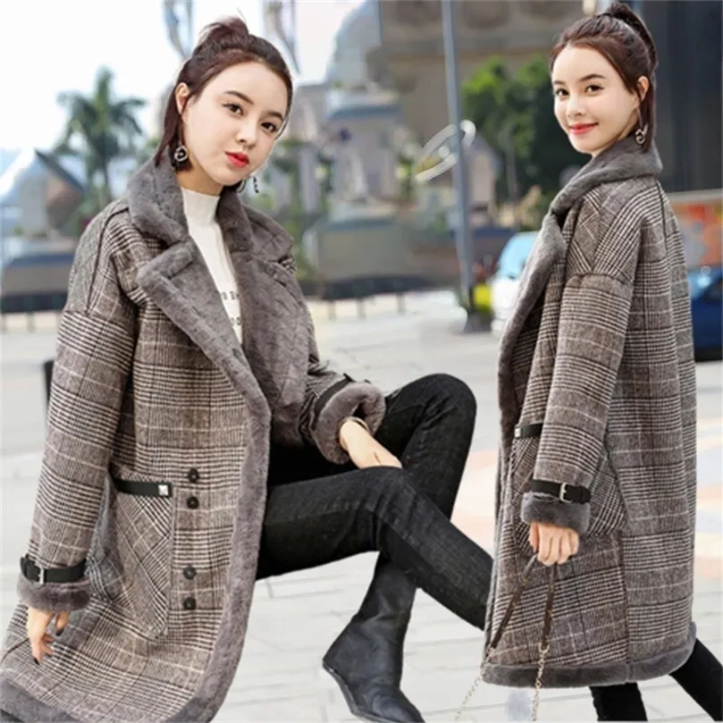 Hohe Qualität Marke Elegante Plaid Wollmischung Mantel Frühling Wintermantel Mantel Frauen Patchwork Bedeckt Warme Wollmantel 201215