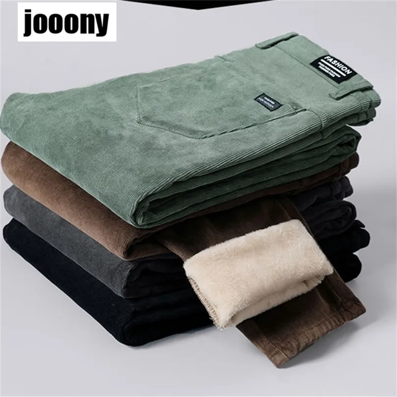 Wysokiej jakości sznurka zimowa polar ciepłe spodnie sznurowe mężczyźni grube swobodny biznes aksamit czarny szary zielone spodnie 220509