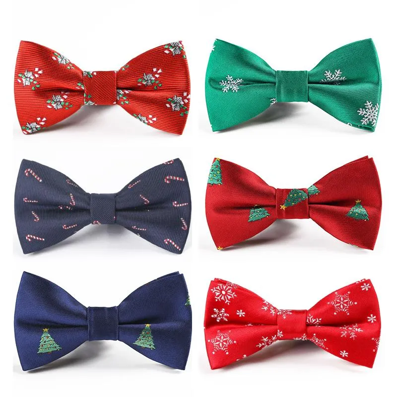 Bow Ties Noel Boys Snowflake Moda Partisi Ağacı Desen Kravat Çocuklar İçin Hediyeler Kırmızı Mavi Bowtibow