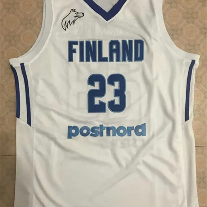 Xflsp 23 LAURI MARKKANEN FINLANDE NATIONAL TEAM Basketball Jersey bleu, blanc ou personnalisé n'importe quel joueur pour n'importe quel nom broderie hommes maillots