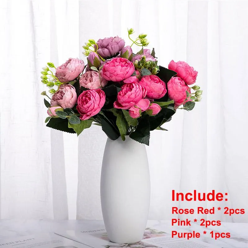 Decorative Flowers & Wreaths Silk Peony Artificial Wedding Home Decor Rose Flores Artificials Fake Garden Christmas Party Decoration Dried F