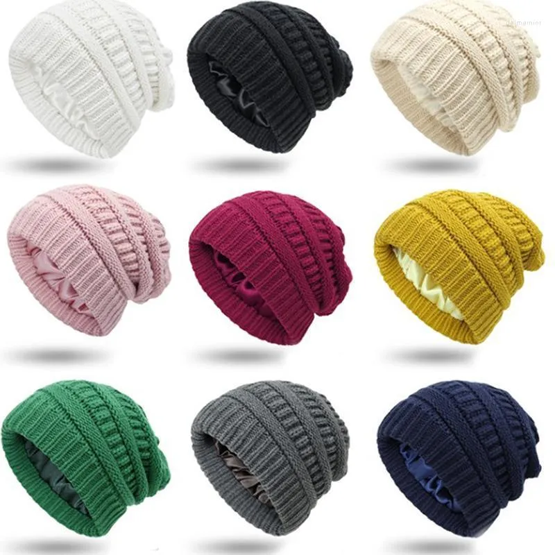 Bonnet/crâne casquettes bonnet hiver chapeaux pour femmes tricoté Slouchy chapeau dames casquette chaude coréen rouge noir jaune Delm22