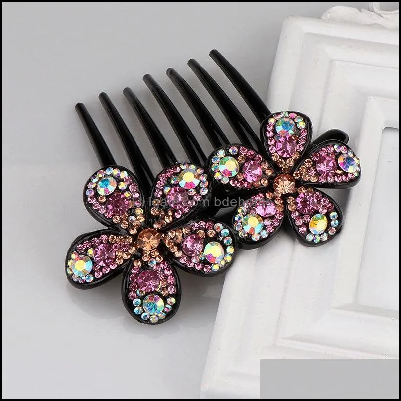 Crystal Rhinestone Hair Claws for Women Flower Hair Clips Barrettes Crab Ponytail Holder Hairpins Bands Hair Accessories