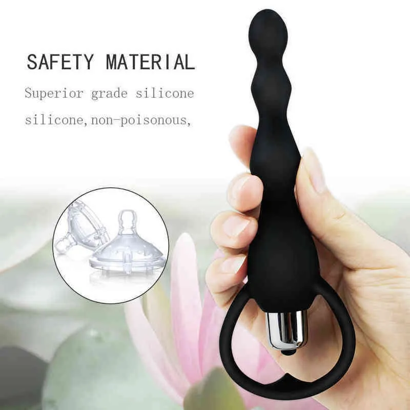 Nxy Toys Adult Sexual Health Care Products Men and Women Share Anal Plug Vestibule Silicone Vibrating Pull Bead Stick楽しいセックスおもちゃ220516