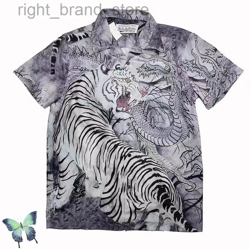 2022 Nya Wacko Maria Shopping Dress Tiger Print Kort ärmskjorta W220813