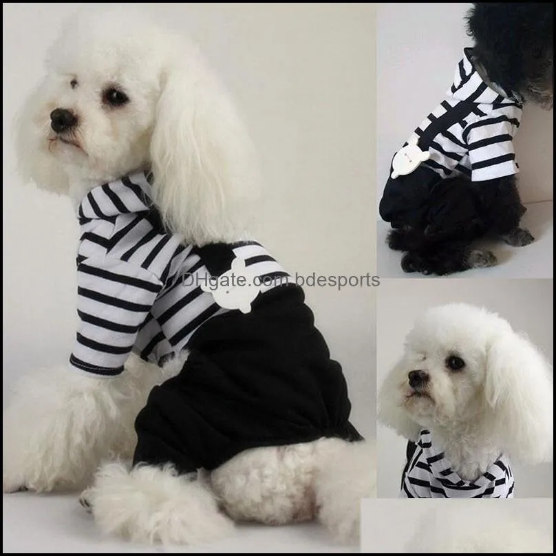 Clothes for Pet Dog Cats Hoodie Striped Black Pant Jumpsuit Clothes for dogs S-XXL